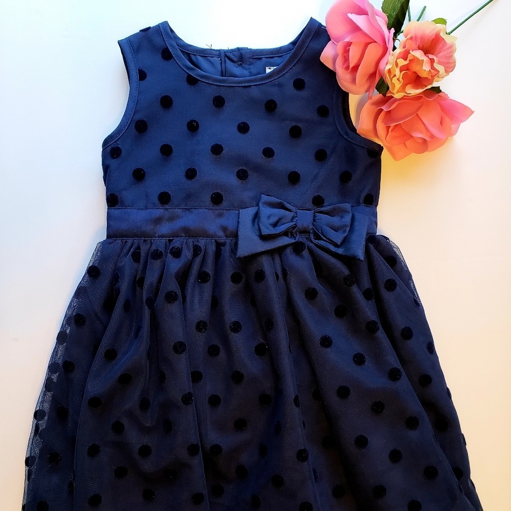 18 M Navy on Navy Polka Dot Dress